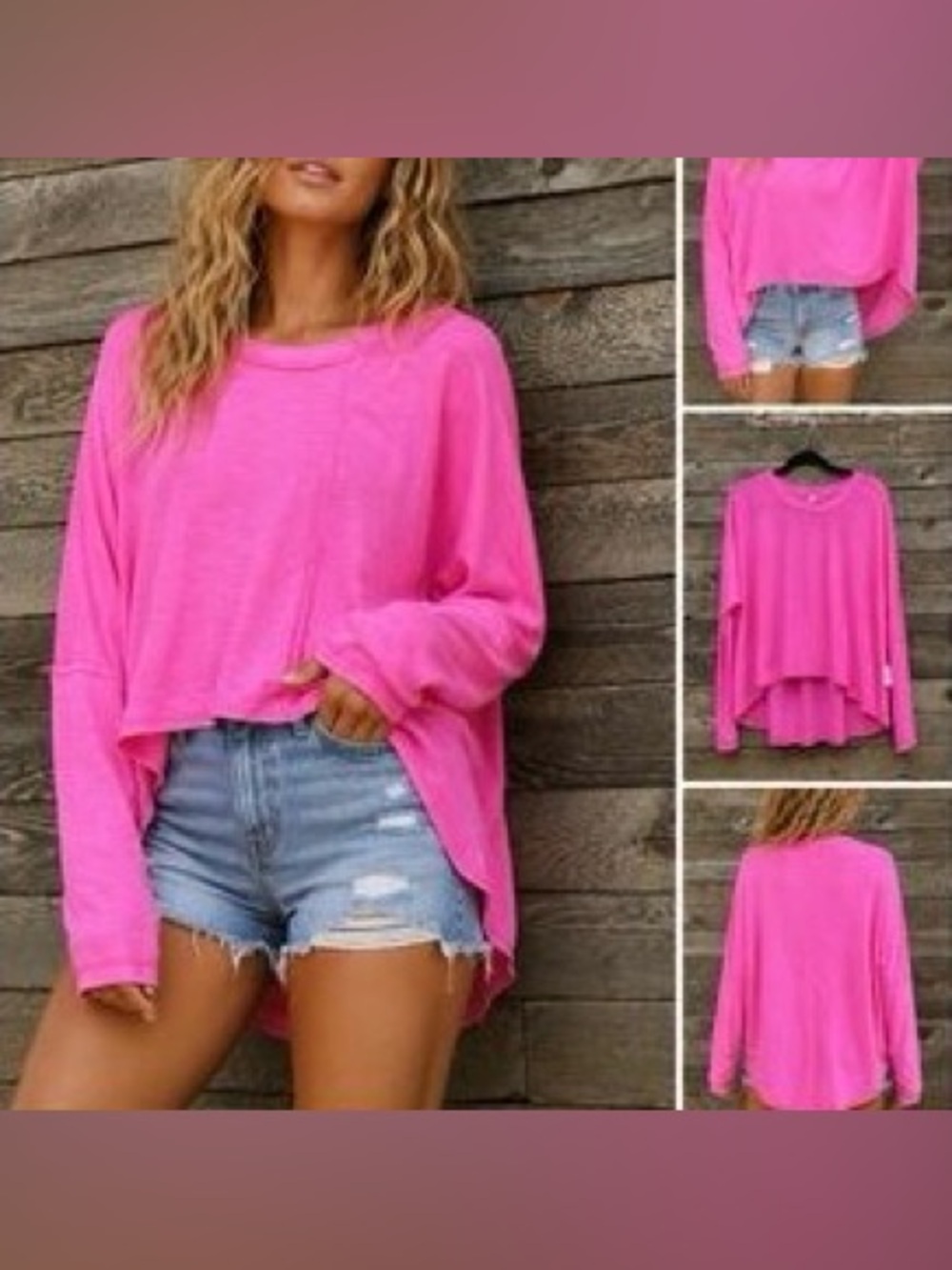 Bright Hot Pink FP Movement Women's long sleeve Shirt